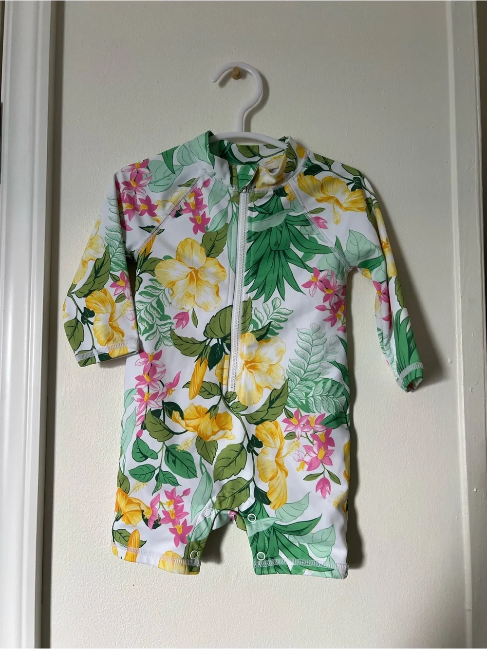 Janie and Jack Baby 6-12M Tropical Floral One Piece Rash Guard Swimsuit